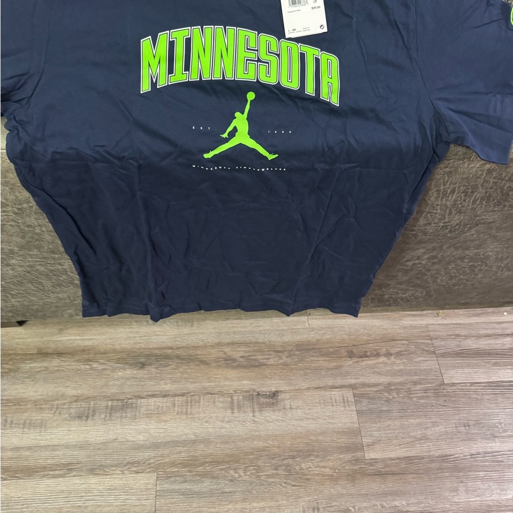 Jordan Navy Tee with Neon Green Print